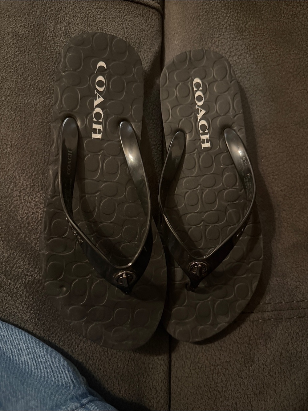 Coach Black Logo Jelly Flip Flop Sandals